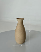 High Objects TerraLume Vase: 6-inch tall, 3.75-inch base, handcrafted ceramic with organic curves and natural clay texture in earthy tones.
