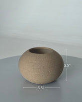 High Objects TerraSphere ceramic vase, spherical, natural earthy texture, minimalist design, 5.5" W x 3.5" H