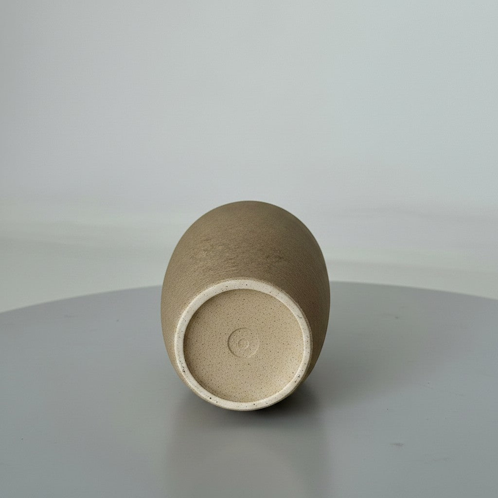 High Objects TerraForm Vase, 8-inch tall beige ceramic vase with natural matte texture and 5-inch base.