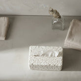High Objects textured white rectangular tissue box holder with a minimalist design, perfect for modern bathrooms.
