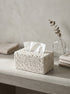 High Objects white textured rectangular tissue box with a rough, porous finish.