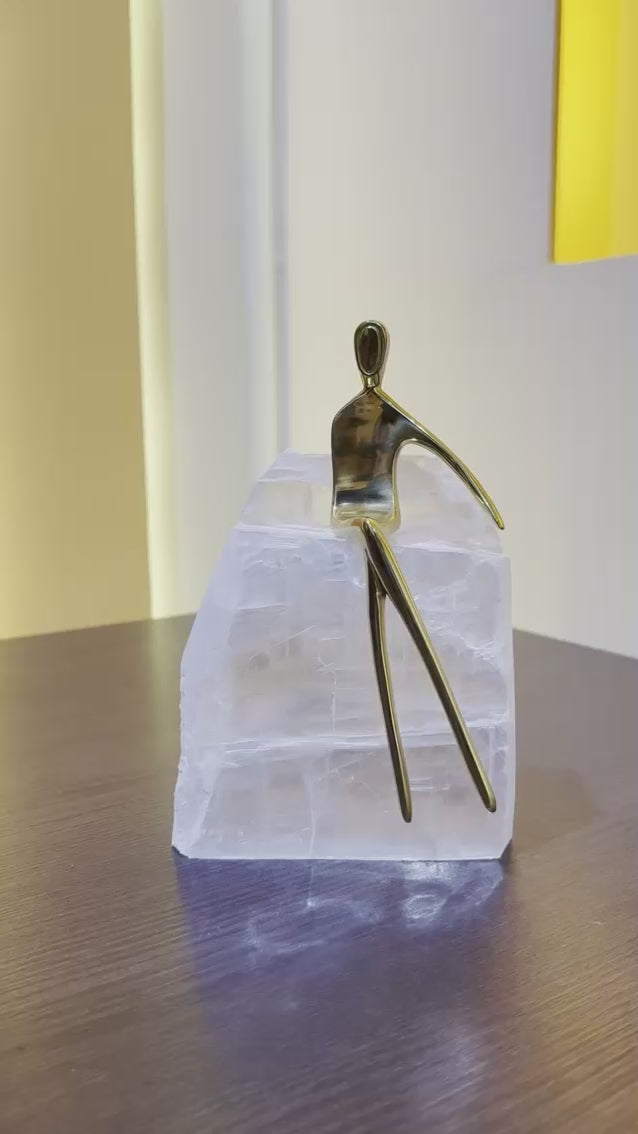 Golden Poise Crystal Sculpture - II
