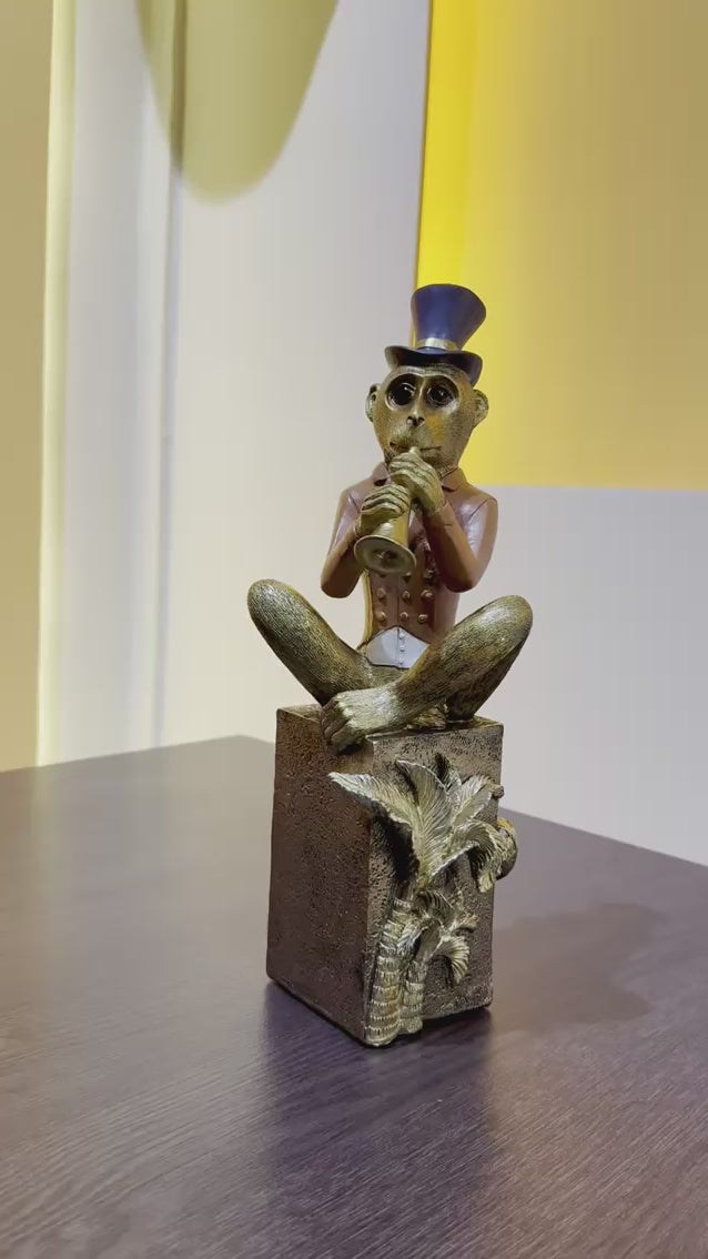 Golden Serenade Monkey Showpiece
