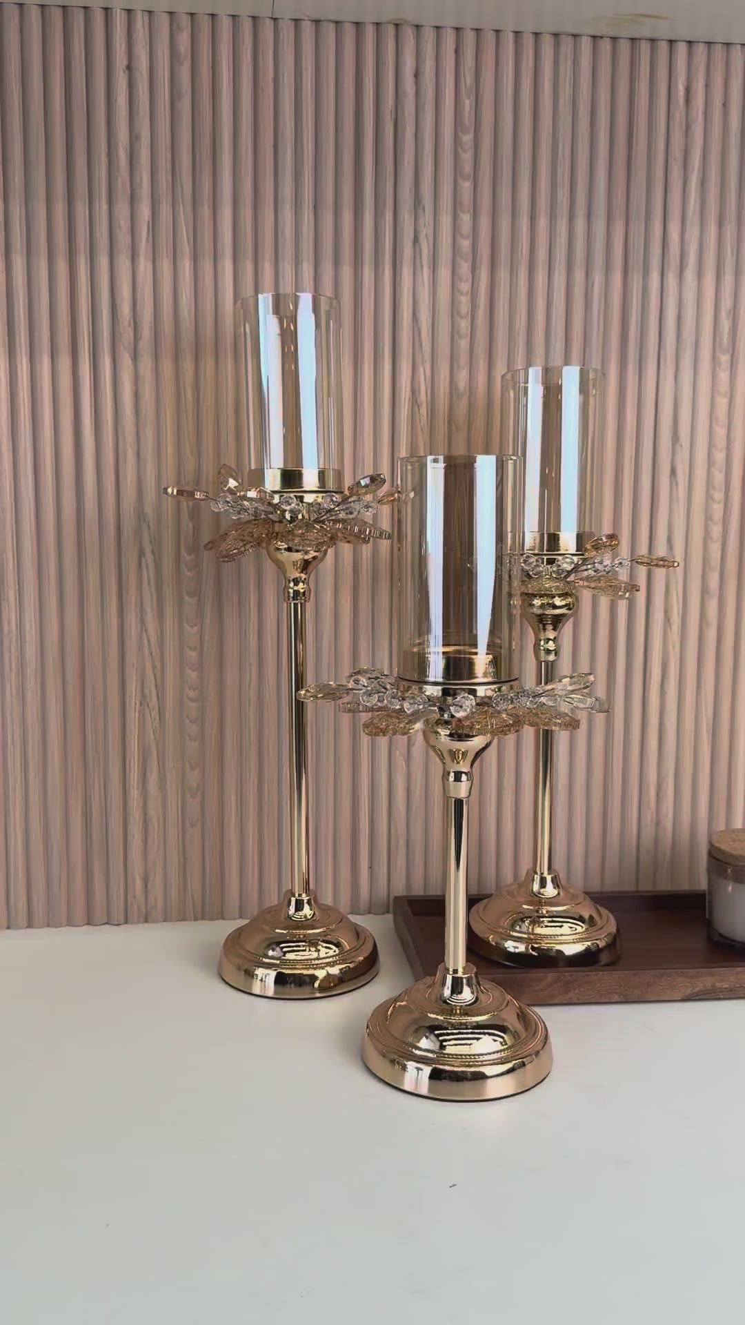 Crystal Bloom Candle Stand Set