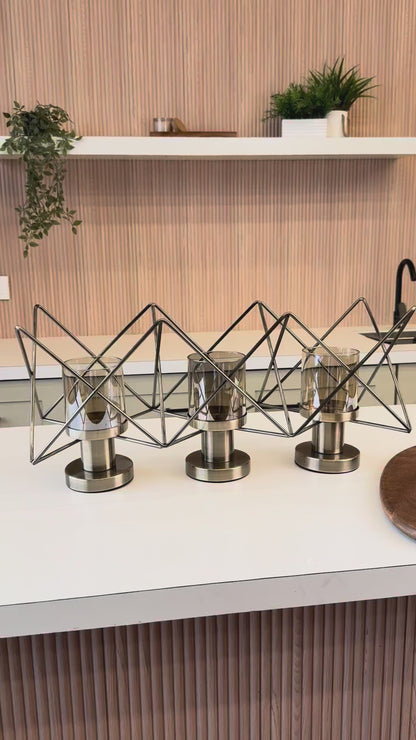Zigzag Geo Candle Stand Set
